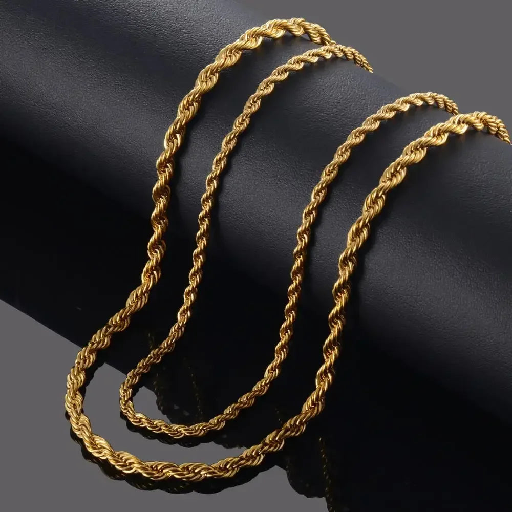 18k Real Gold Plated Stainless Steel Twist Rope Chain