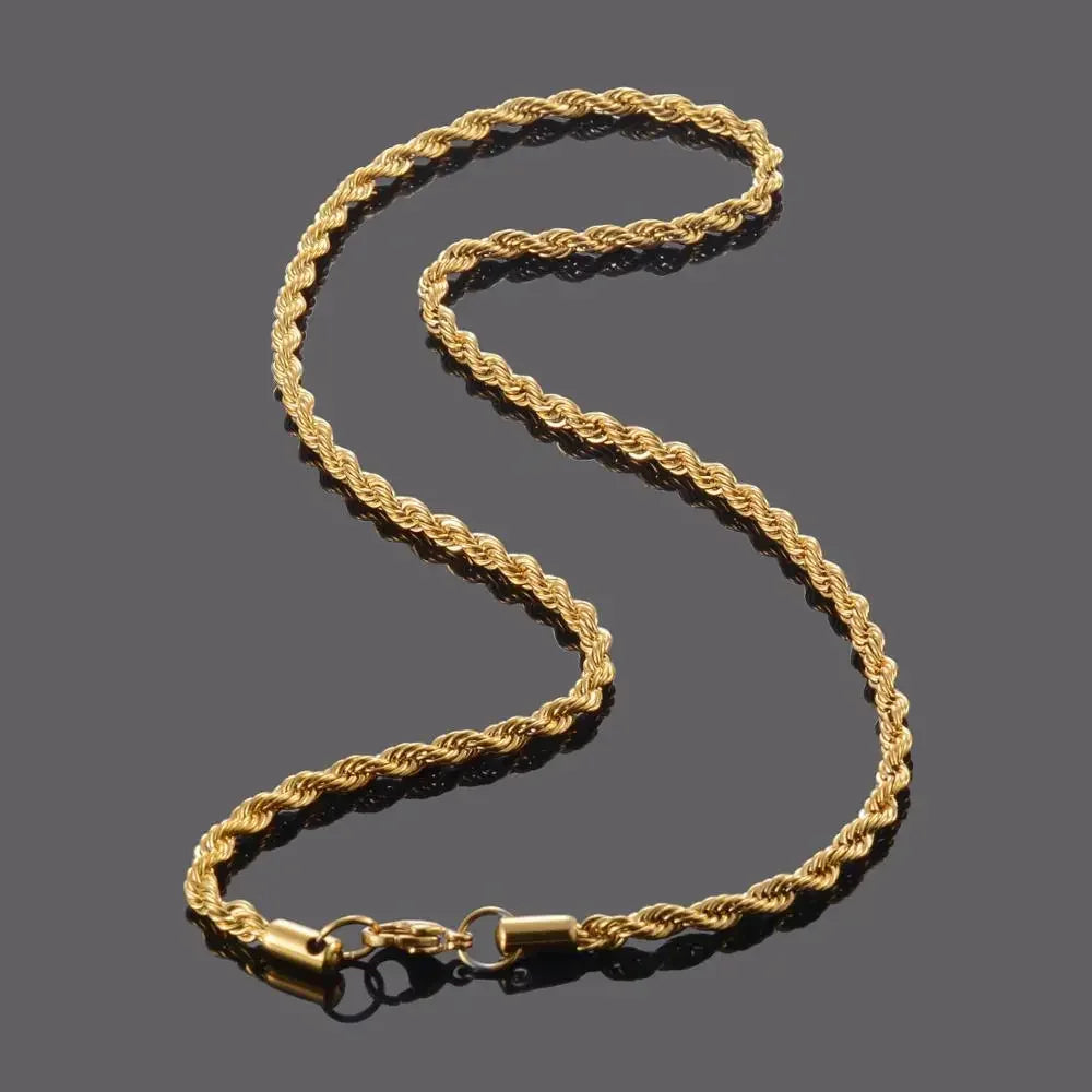 18k Real Gold Plated Stainless Steel Twist Rope Chain