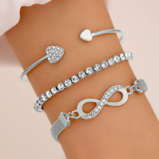 Vintage Crystal Rhinestone Heart Bracelets