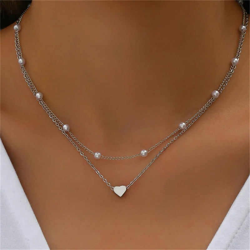 Pearl Choker Double Layer Necklaces