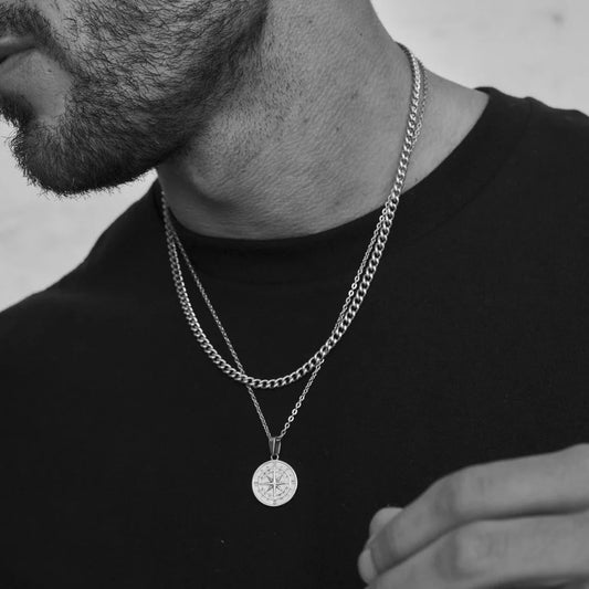 Men Layered Necklaces Stainless Steel