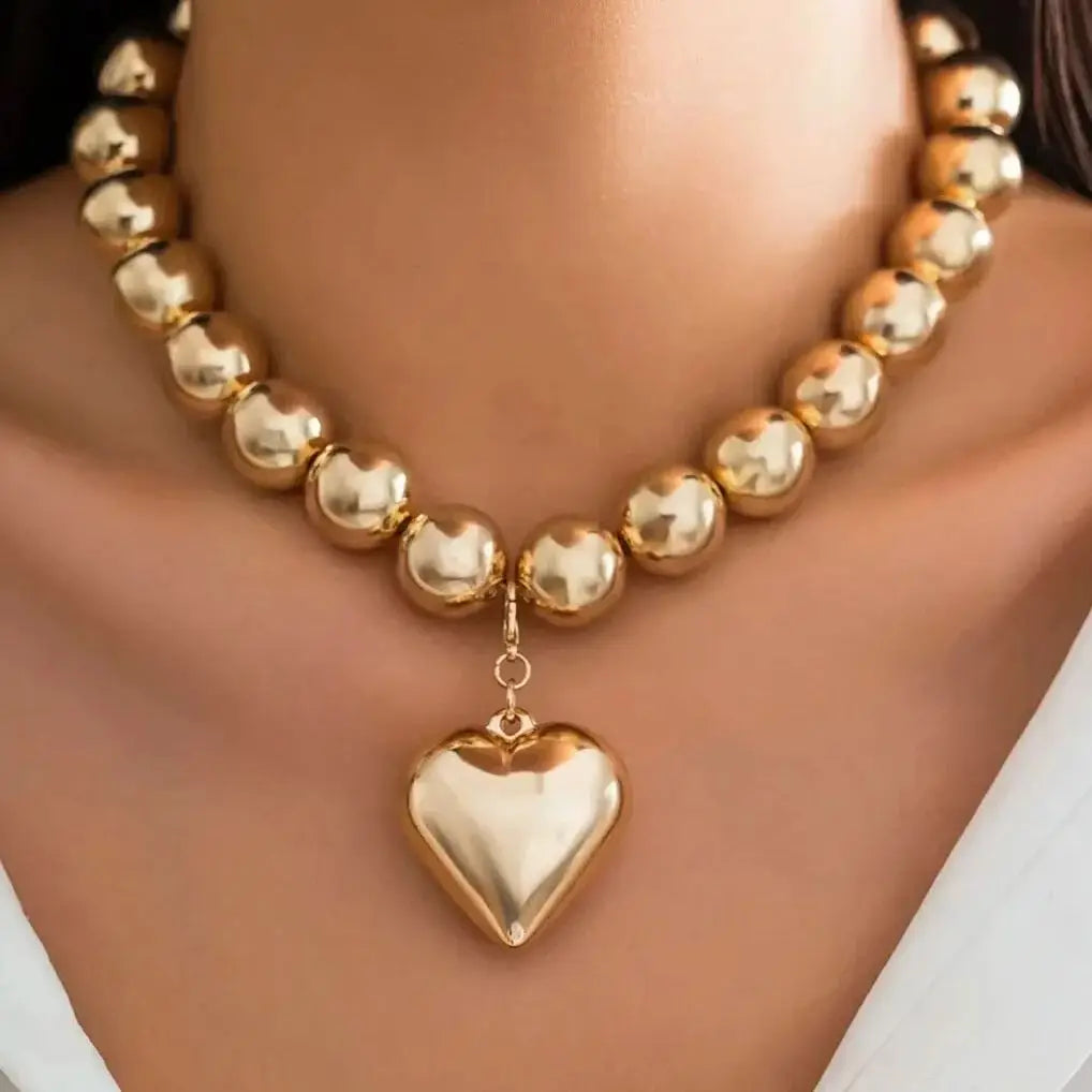 Love Heart Pendant Necklaces Gold Plated