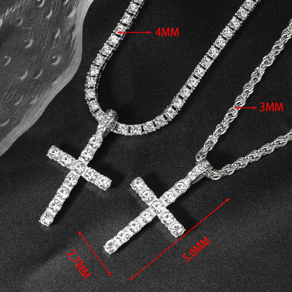 Hip Hop Cross Pendant Necklace